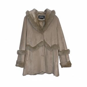 Vintage M.E. Internationale Faux Suede Long Coat Faux‎ Fur Lined Women’s Medium